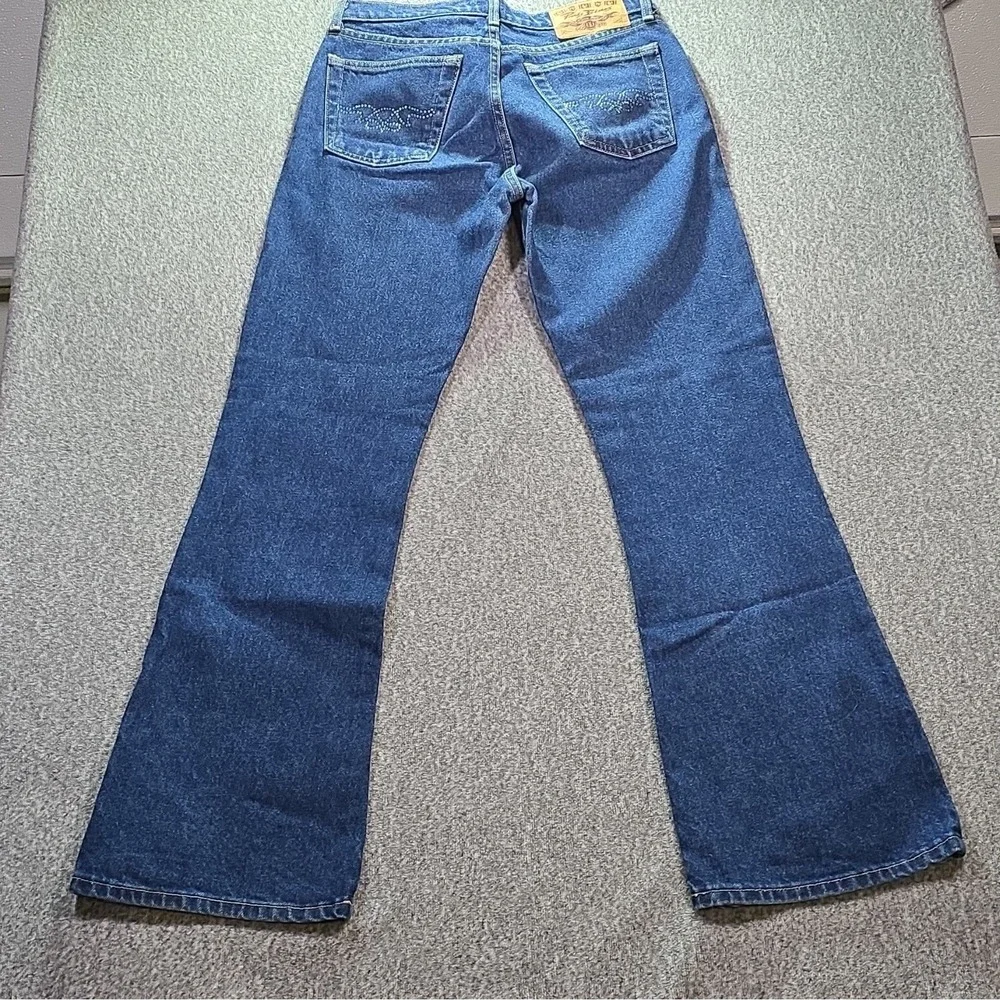 Paris Blues Girls Flared Blue Jeans 100% Cotton Denim Studded Pockets Size 7